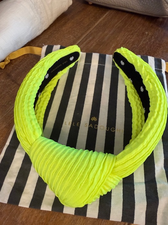 Lele Sadoughi Accessories - Lele Sadoughi Neon Yellow Knotted Pleated Headband New